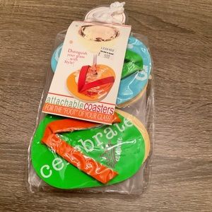 Set of 4 wine glass coasters/tags- flip flop design NWT